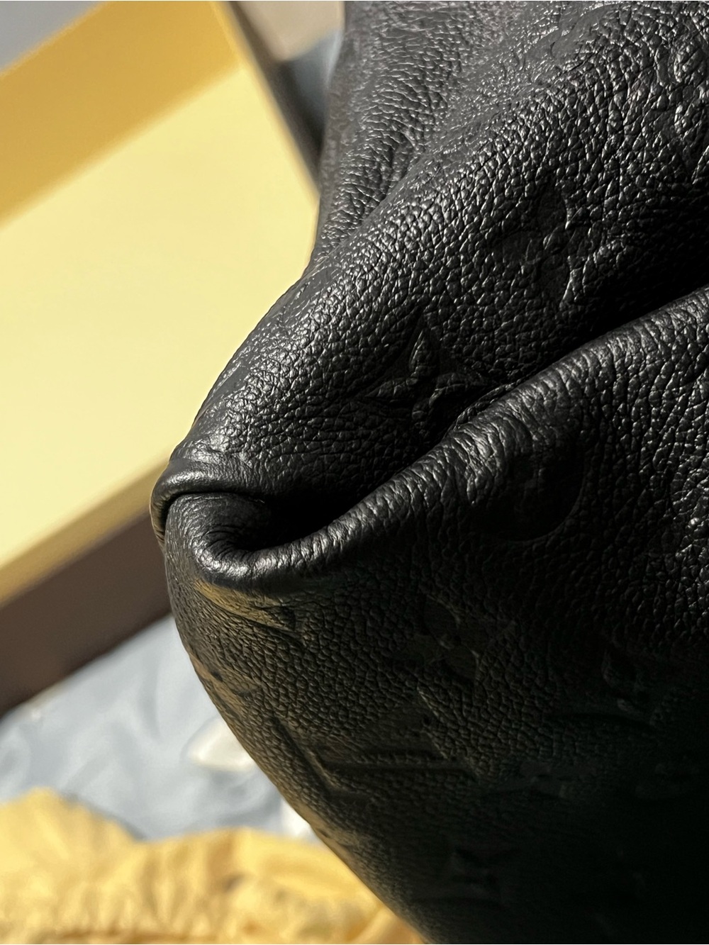 Louis Vuitton Black Monogram-Embossed Leather Shoulder Bag with Gold Hardware - Picture 12 of 16